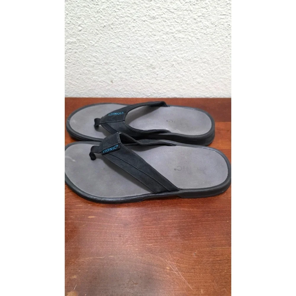 Vionic Men's Black Thong Flip Flops With Arch Support‎ Size 10